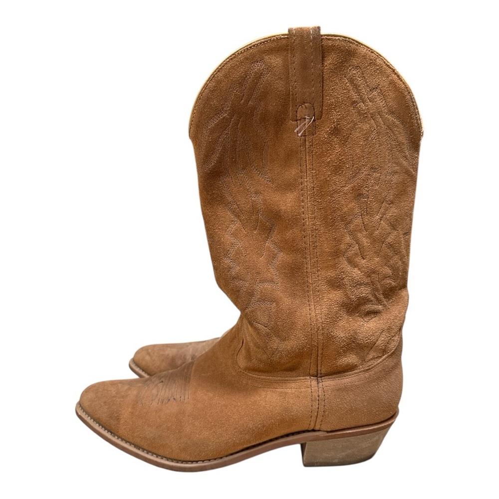 Vintage Handmade Western Tan Brown Suede Cowboy Boots Size 11 - Picture 2 of 5